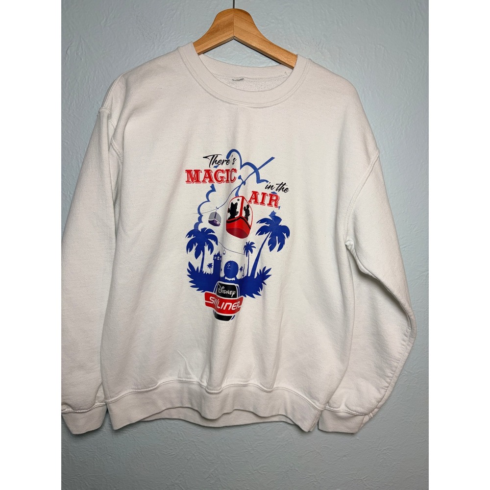 Disney 2019 Skyliner Sweatshirt L White Magic in the Air Mickey Minnie Graphic